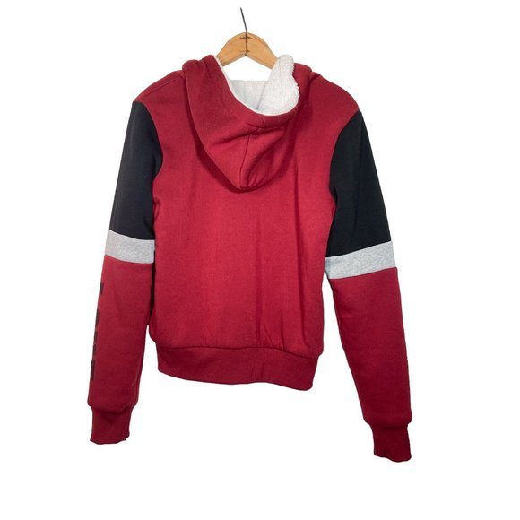 A.Q. Sport "Love" Red & Black Warm Fleece Lined Zippered Hoodie AQ Jacket MEDIUM - Picture 2 of 5
